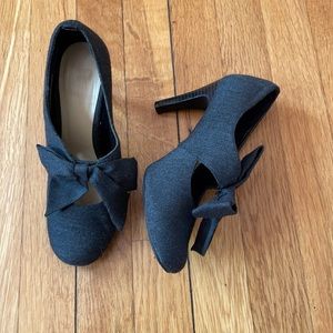 Tweed and bow detail heels